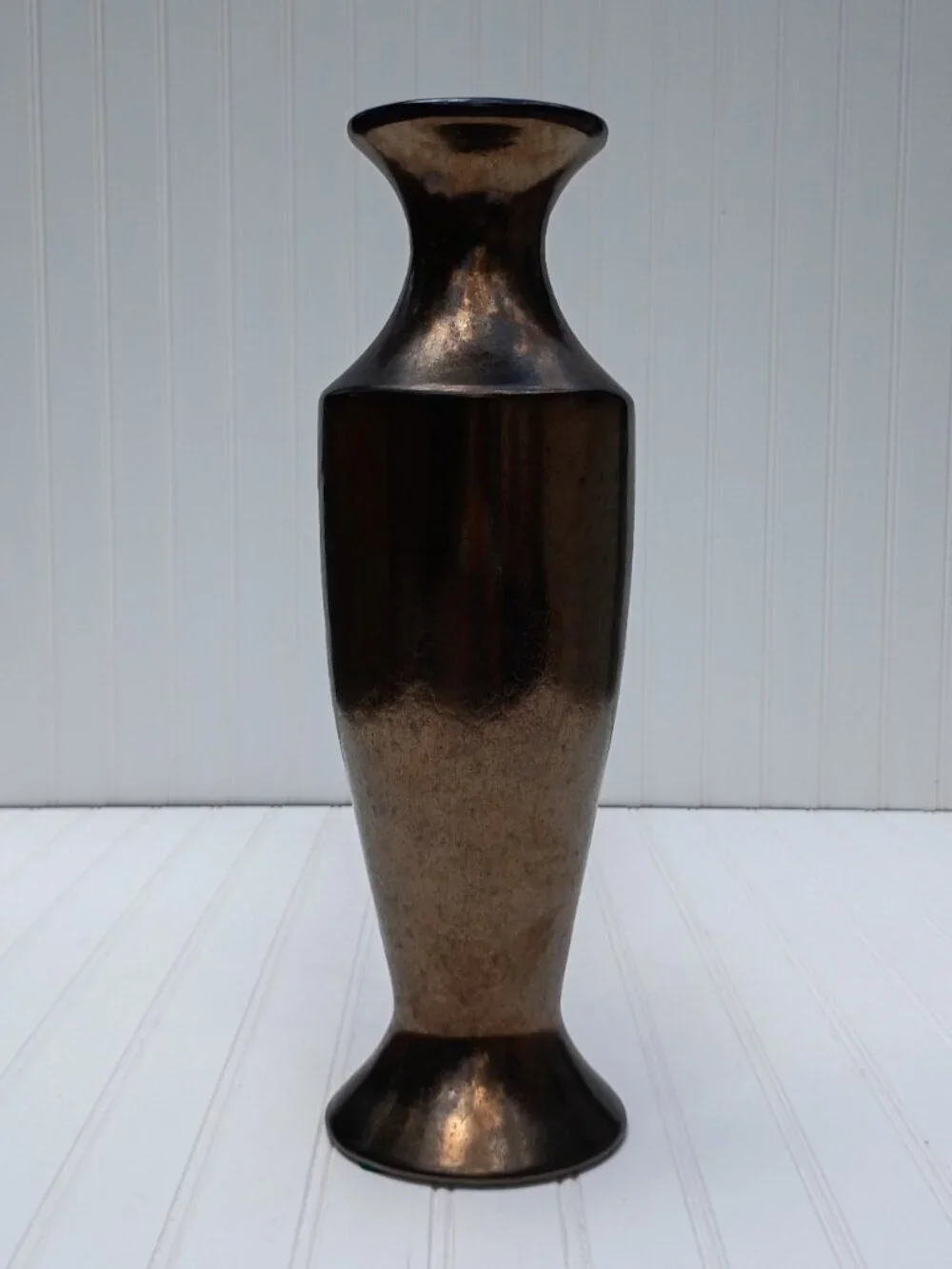 Vintage Haeger Floral Gunmetal Bronze Ceramic Vase 17” Large Mid Century USA MCM